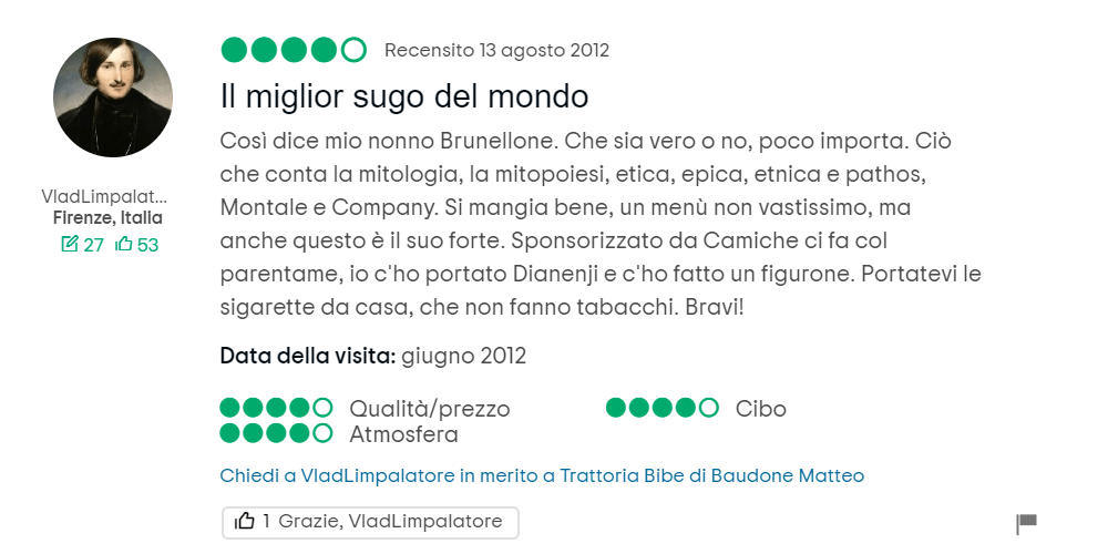 Trattoria da Bibe, Ponte a Mensola